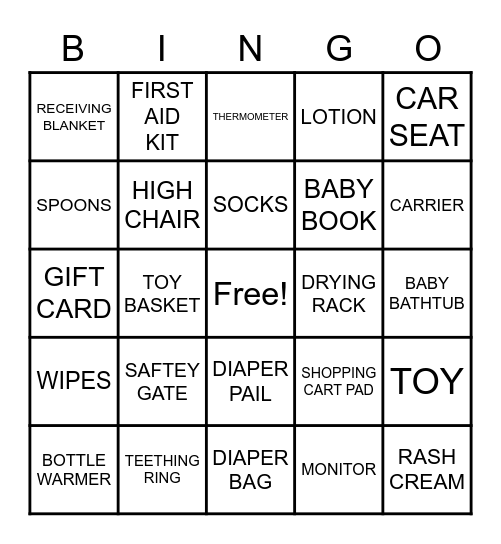 BABY SHOWER BINGO Card