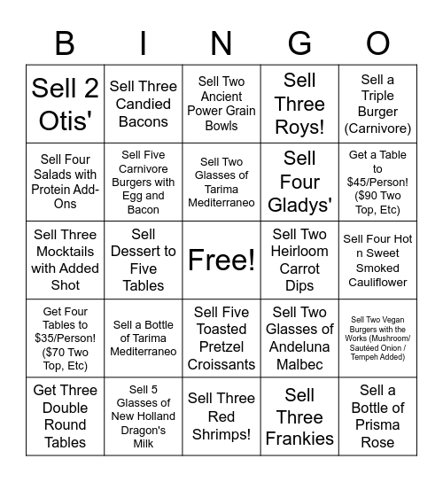 Sales Bingo! Bingo Card