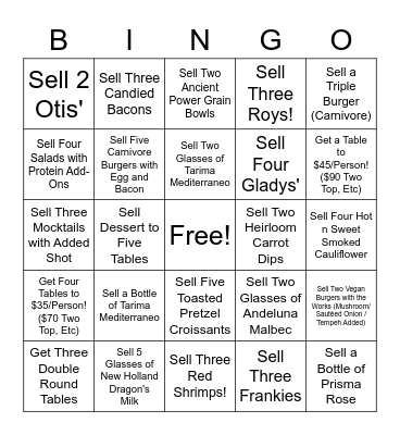 Sales Bingo! Bingo Card