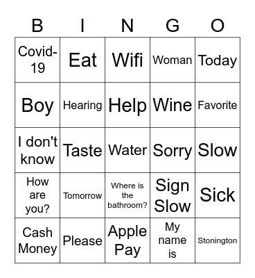 Beer'd ASL Bingo Card