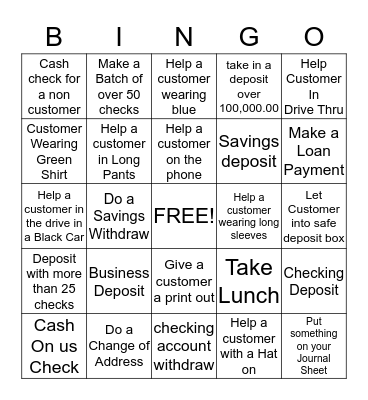 Customer Bingo Card