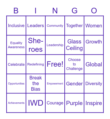 International Women's Day Bingo Card