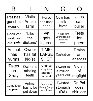 Dr. Pol Bingo Card