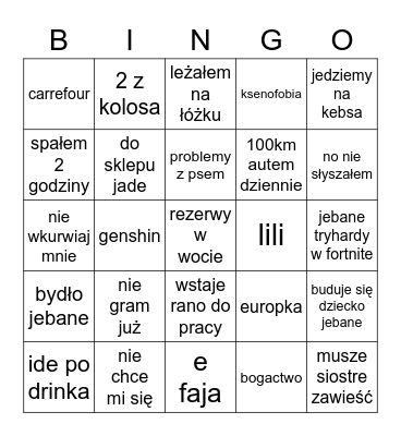 Bartek Bingo Card