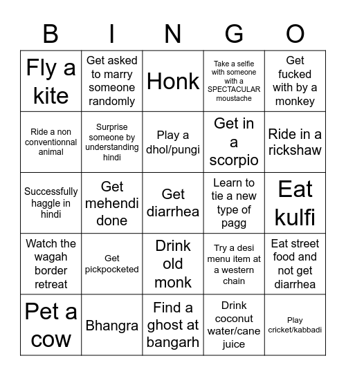 Desi bingo Card