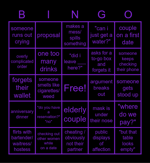 Hostess Bingo Card