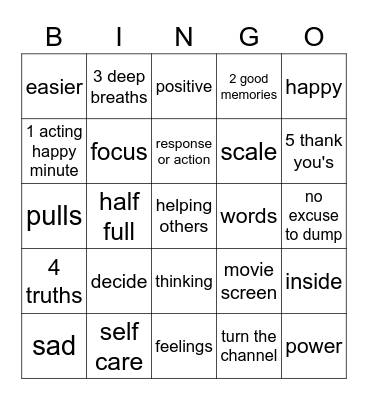 Life Lab Happiness Bingo Card