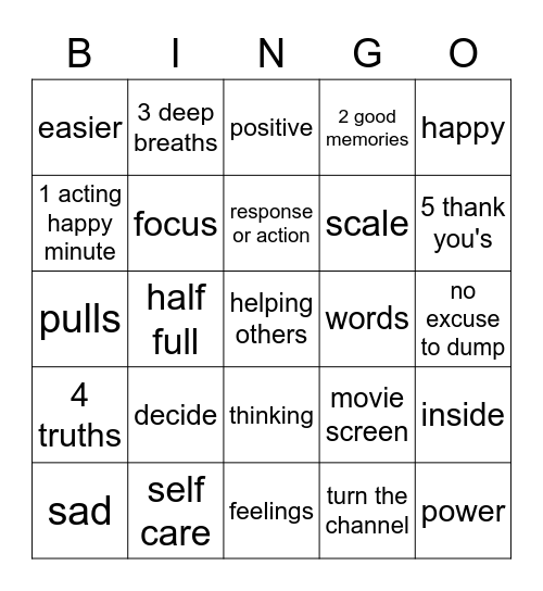 Life Lab Happiness Bingo Card