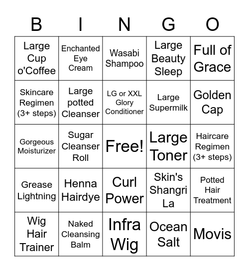 Hair & Skincare Bingo! Bingo Card