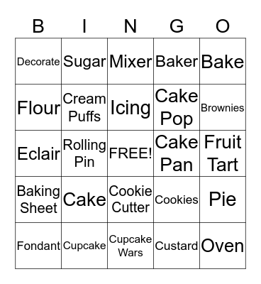 Bakery Bingo Card