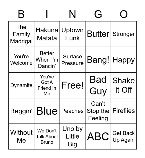 Kendrick's Difficult BINGO Card