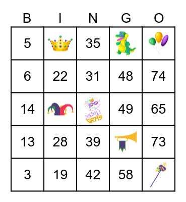 Mardi Gras Bingo Card