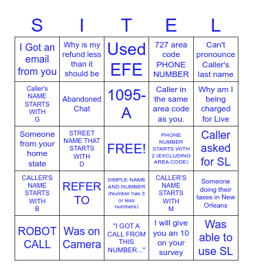 ~CALL CENTRE BINGO~ Bingo Card