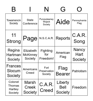 PA C.AR. State Conference Bingo Card