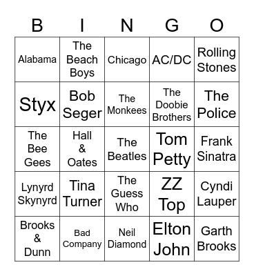 ANTHEM MUSIC BINGO Card