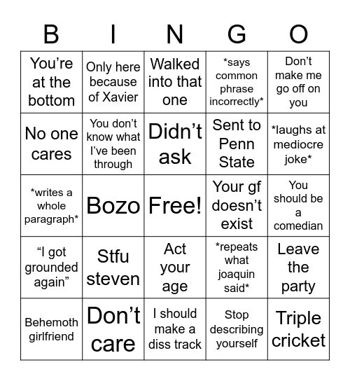 Mark Topp Phrases Bingo Card