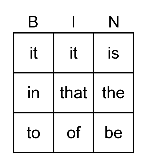 Golden words Bingo Card