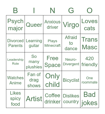 Parker's Bingo Card