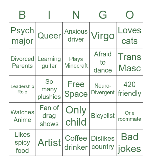 Parker's Bingo Card
