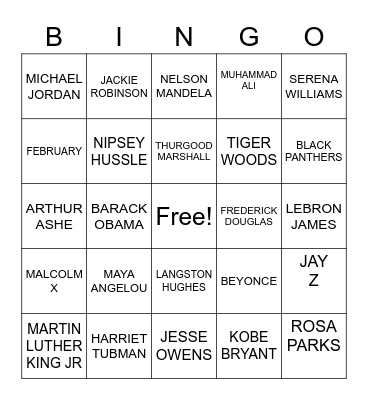 BLACK HISTORY MONTH Bingo Card