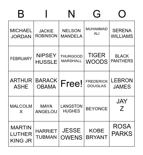 BLACK HISTORY MONTH Bingo Card