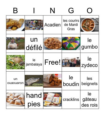 La culture acadienne/cajun Bingo Card
