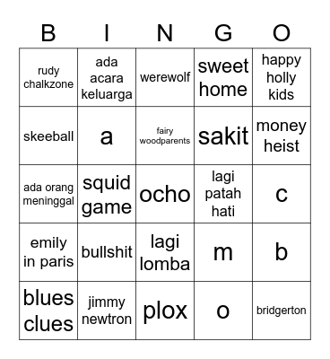 momoring Bingo Card