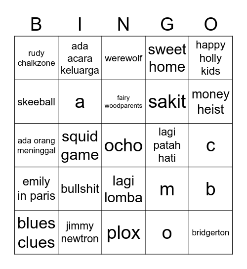 momoring Bingo Card