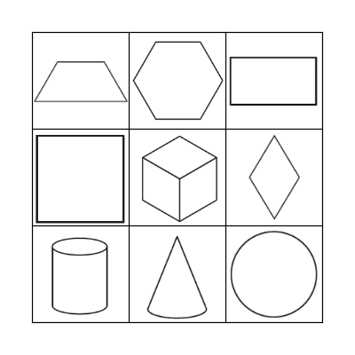 2D and 3D Shapes Bingo Card