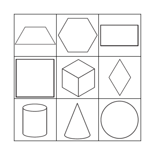 2D and 3D Shapes Bingo Card