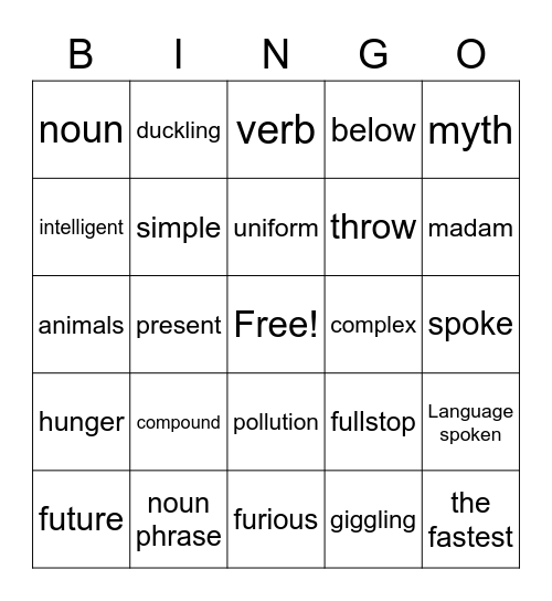 Express yourself Bingo Card