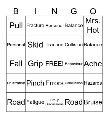 Safety Bingo Card