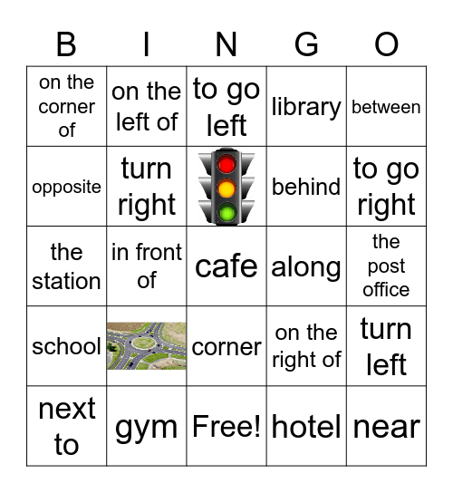 Giving and asking for directions Bingo Card