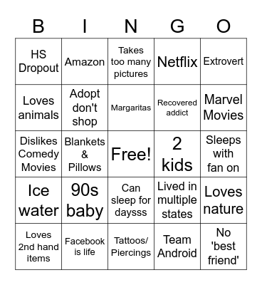 Crystal's Bingo Card