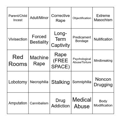 extreme kink bingo Card