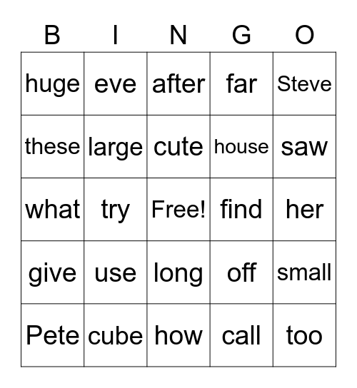 Long vowels e_e, u_v Bingo Card