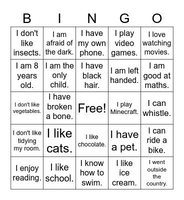 Name Bingo Card