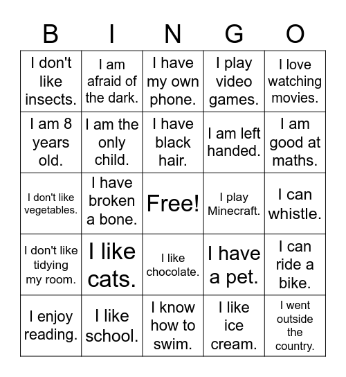 Name Bingo Card