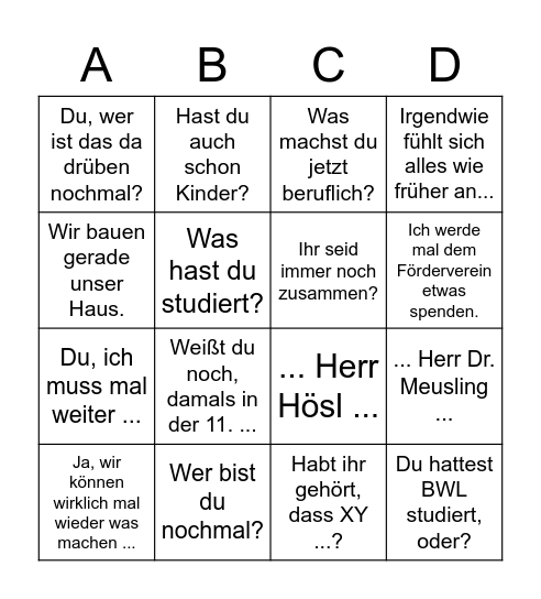 MCG Alumni Bingo Card