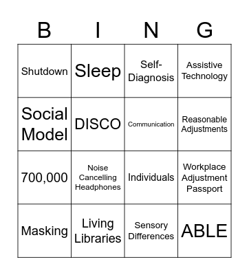 Autism Acceptance Bingo Card