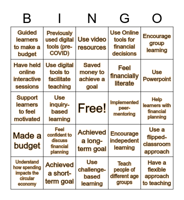 Money Matters - Module 6 Bingo Card