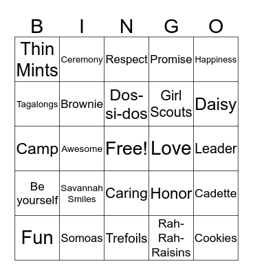 Girl Scout Bingo! Bingo Card