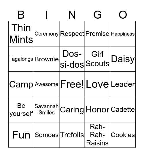 Girl Scout Bingo! Bingo Card