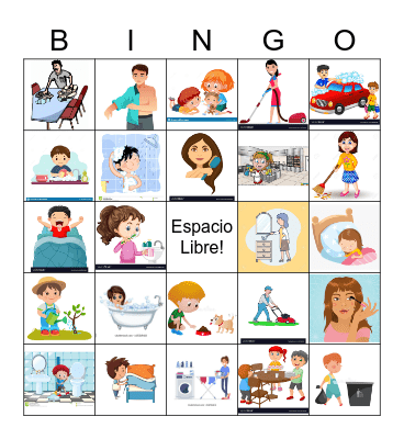 Los verbos reflexivos y Los quehaceres Bingo Card