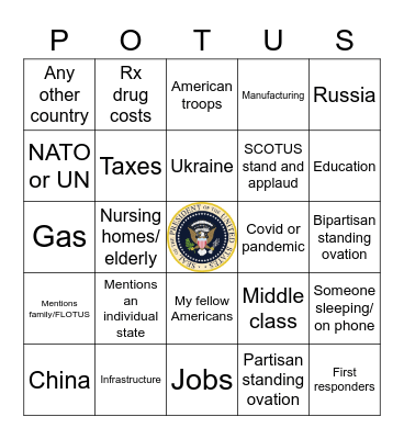 SOTU 2022 Bingo Card