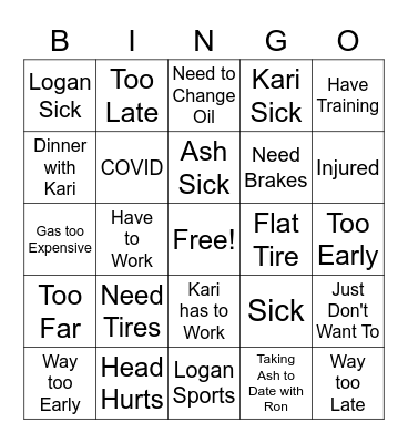 Marc Excuse Bingo Card