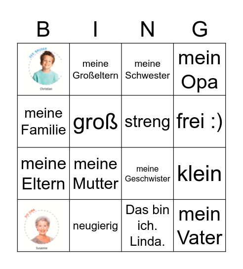 Familie Bingo Card