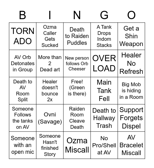 BA Bingo v2 Bingo Card