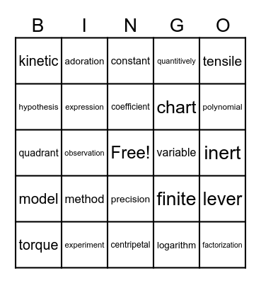 Word of the Day Bingo Card