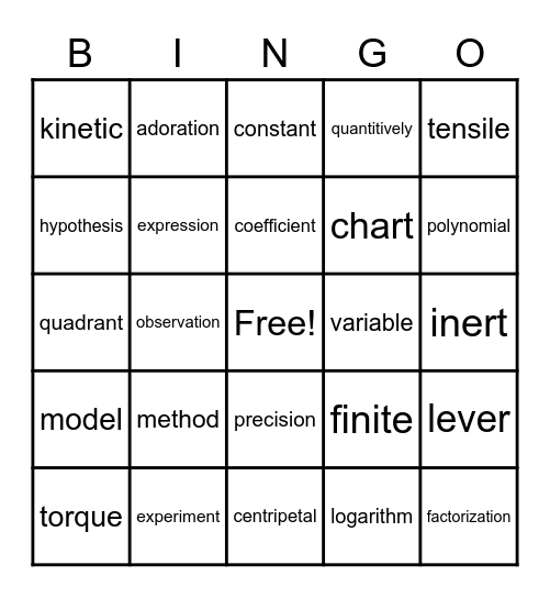 Word of the Day Bingo Card